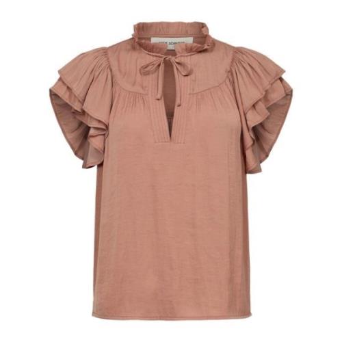 Ruffle Sleeve Rosy Brown Top