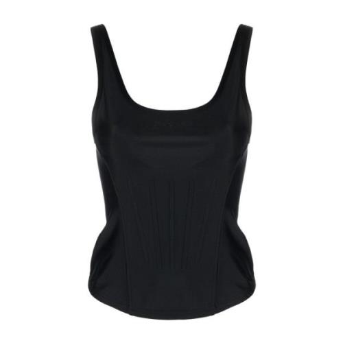 Svart Scoop Neck Ermeløs Bodice