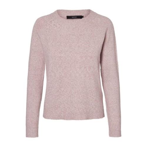 Strikket Pullover med O-Hals og Lange Ermer