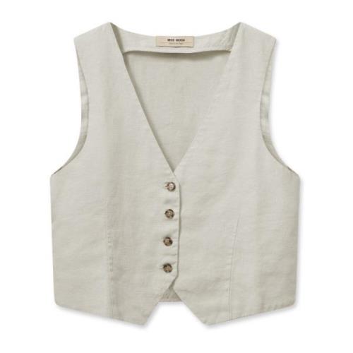 Lin Vest Blazer Cement