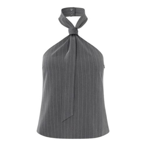 Pinstripe Tie Top med Halterneck