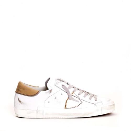 Hvite Skinn Tan Sneakers Stilig