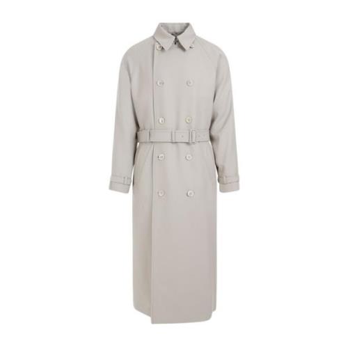 Grå Ull Trenchcoat