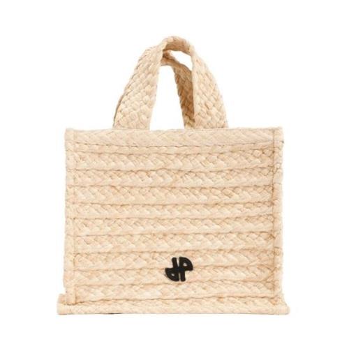 Beige Raffia Shopper Veske