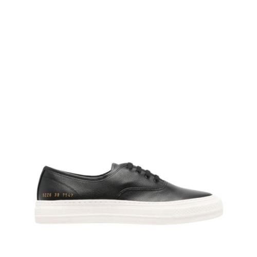 Sort Skinn Sneakers Logo Print