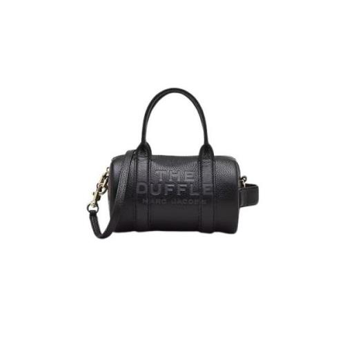 Svart Lær Mini Duffle Bag