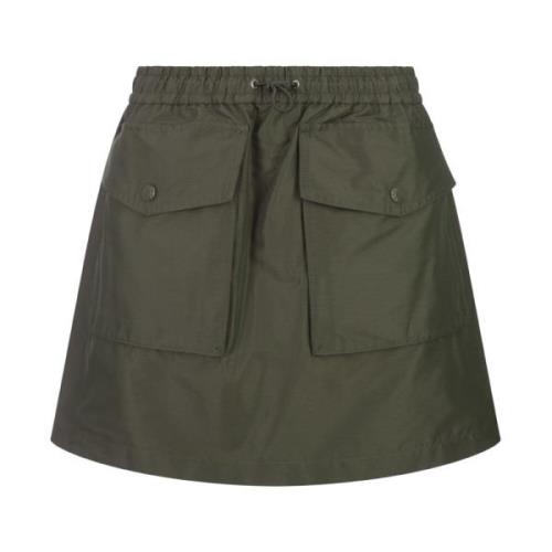 Grønn Taffeta Twill Mini Skjørt