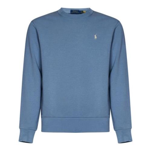 Blå Crewneck Sweatshirt med Pony Broderi