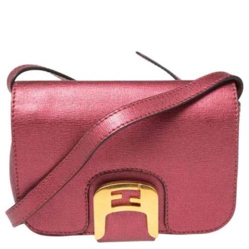 Pre-owned Metallisk skinn Fendi Crossbody veske