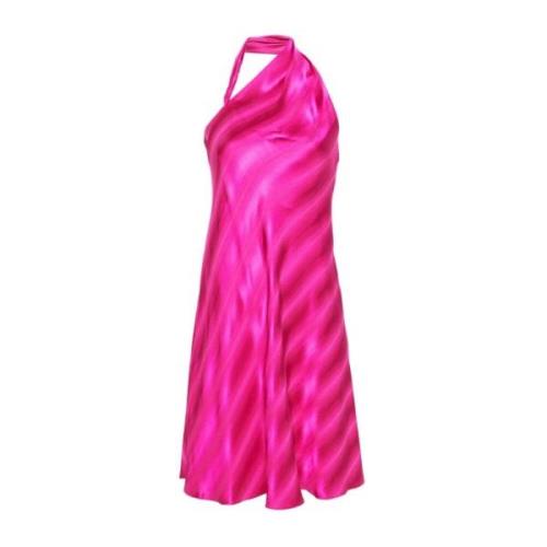 Fuchsia Sateng Halterneck Kjole