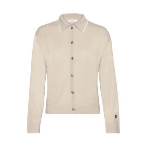 Angelika Beige Cardigan med Gullknapper