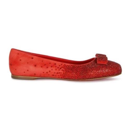 Rød Ballerina Flats Krystallpynt