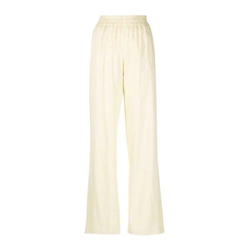 Pastel Yellow Wide-Leg Linen Trousers