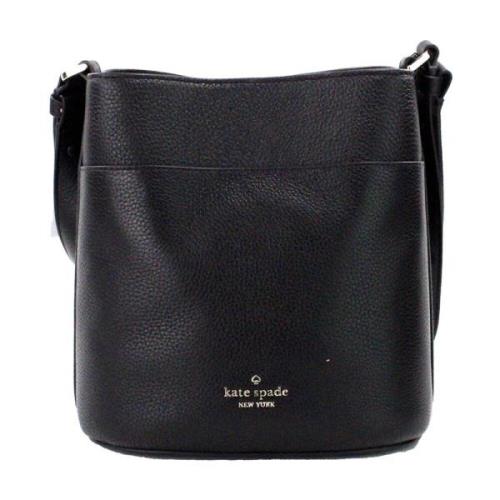 Svart Skinn Bucket Crossbody Veske