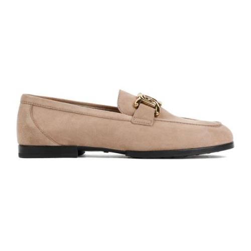 Beige Semsket Skinn Loafers