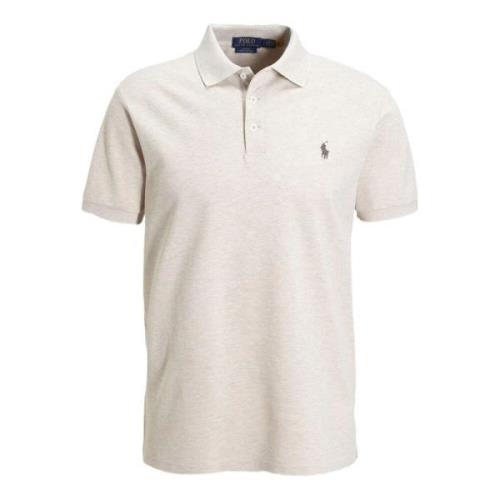 Beige Bomullspolo Med Brodert Logo