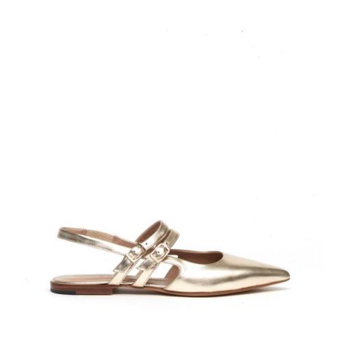 Gull lær slingback sandaler