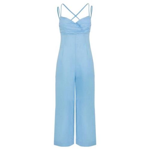 Jumpsuit i linblanding i Lyseblå Linen Blend Jumpsuit in Light Blue