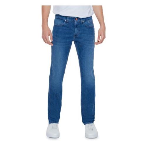 Blå Plain Herre Jeans med Glidelås