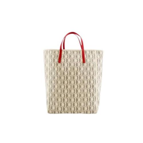 Rød Håndtak Beige Tote Bag