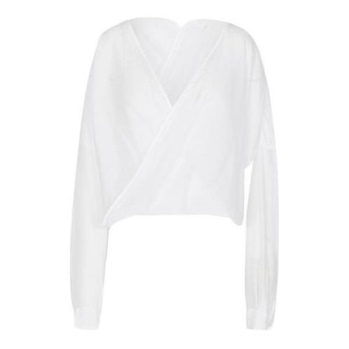 V-Hals Bluse med Dyp Front