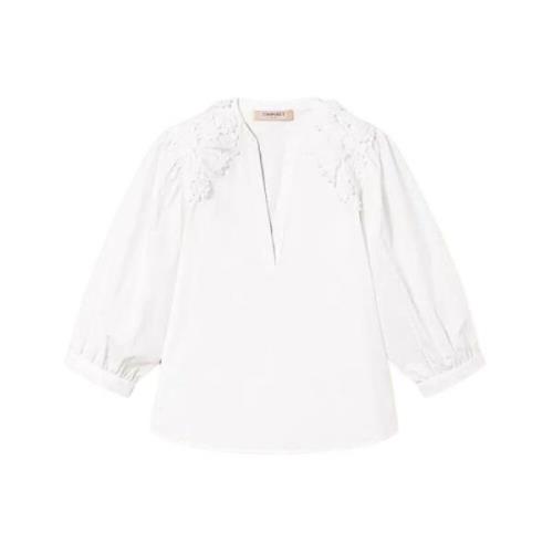 Blomster Patch Poplin Bluse