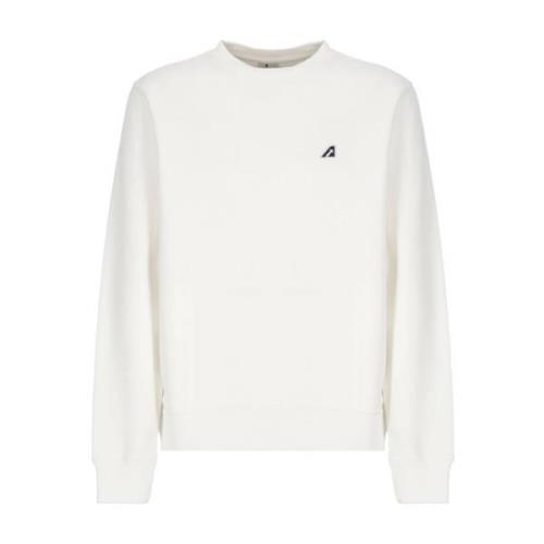 Hvit Crewneck Sweatshirt med Logo Patch