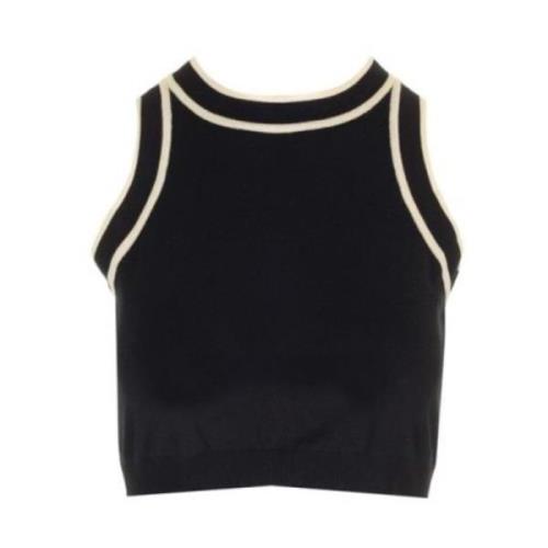 Svart Bomull Crop Top