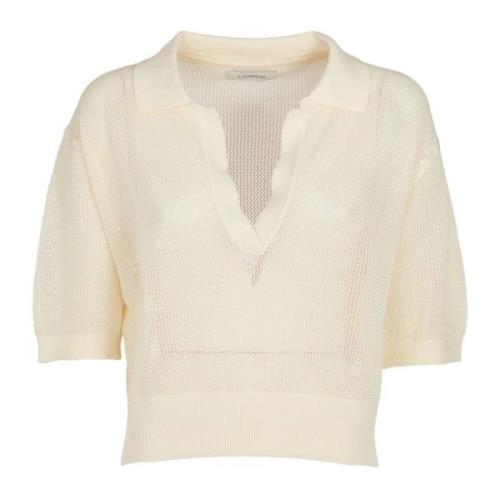 Beige Polo Crop Sweater