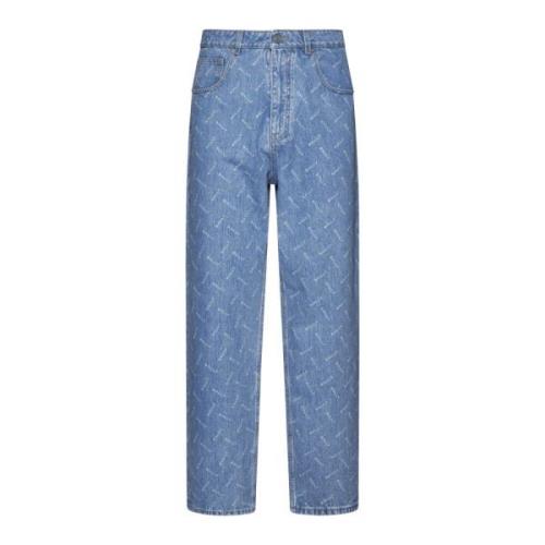 Blå Denim Jeans Rett Ben