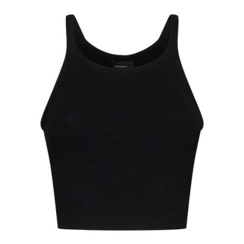 Sort Ribbet Tank Topp