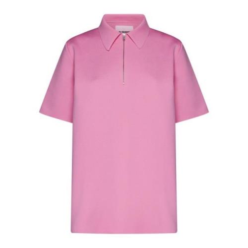 Rose Pink Polo Zip T-skjorte