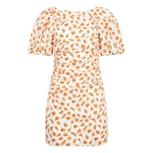 Sandrine Print Puff Dress - Mandarin Flower Print