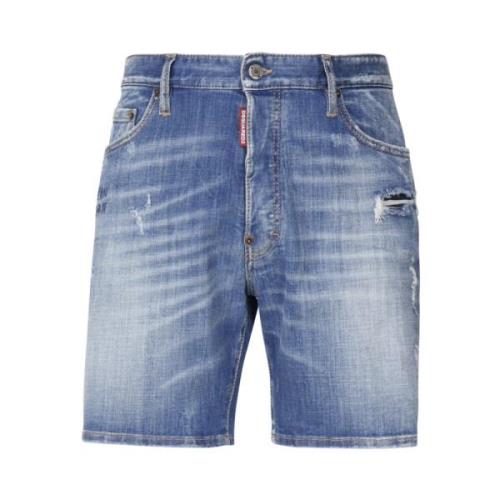 Blå Bomull Elastan Shorts