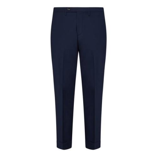 Royal Blue Slim-Fit Wool Blend Trousers