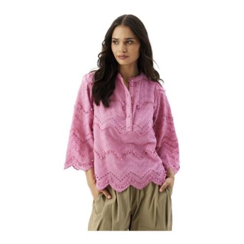 Luna Bluse Rosa Brodert Feminin