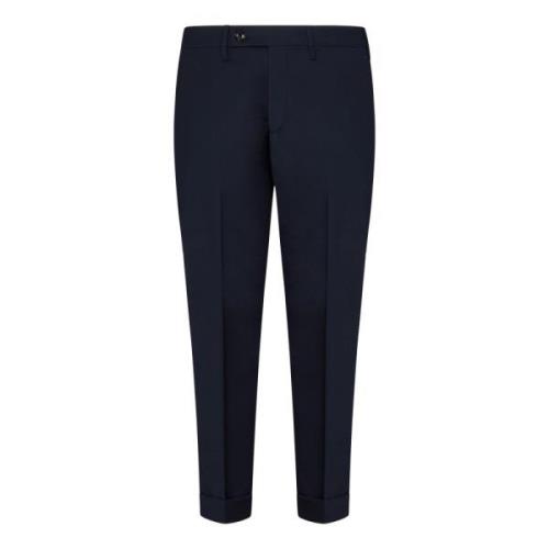 Navy Blue Slim-Fit Wool Trousers