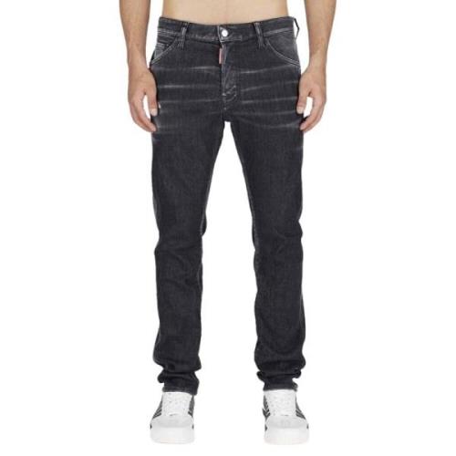 Svart Skater Jeans med Distressed Look