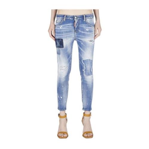 Trendy Slim-Fit Jeans med Fargeflekker