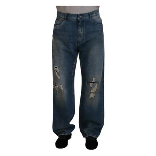 Blå Tattered Denim Jeans