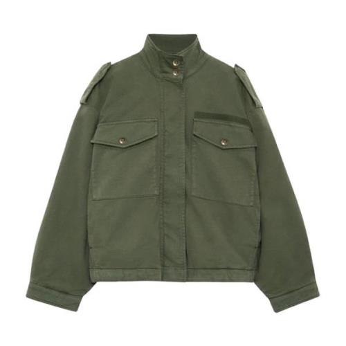 Audrey Jakke Army Grønn Oversize Stil