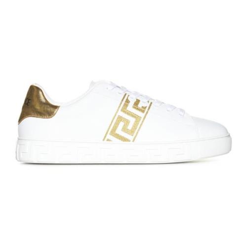 Hvite Gull-tone Sneakers med Greca Motif