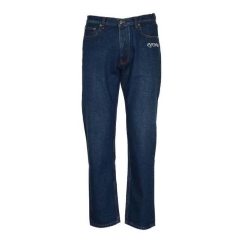 Script Tapered Jeans Medium Blue