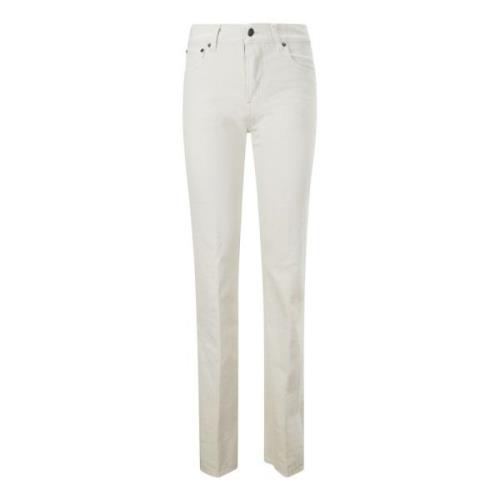 Beige Bootcut Jeans Glidelås Lukking 5 Lommer