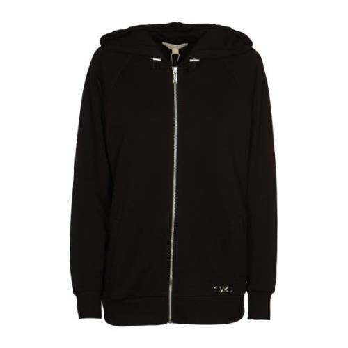 Svart Zip-Up Hoodie Sweater