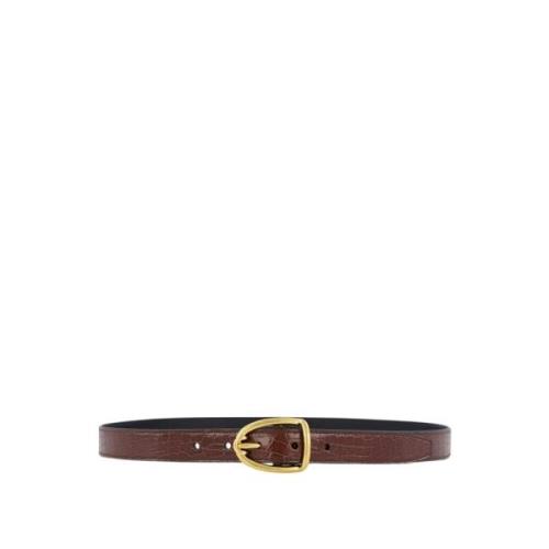 Crackled Leather Angled Buckle Belt