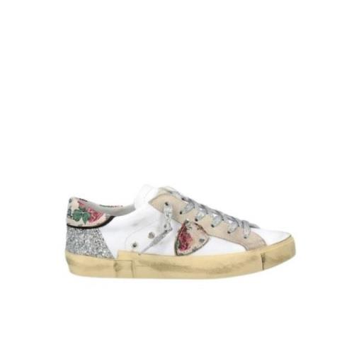 Lave Top Blomster- og Glitter Sneakers