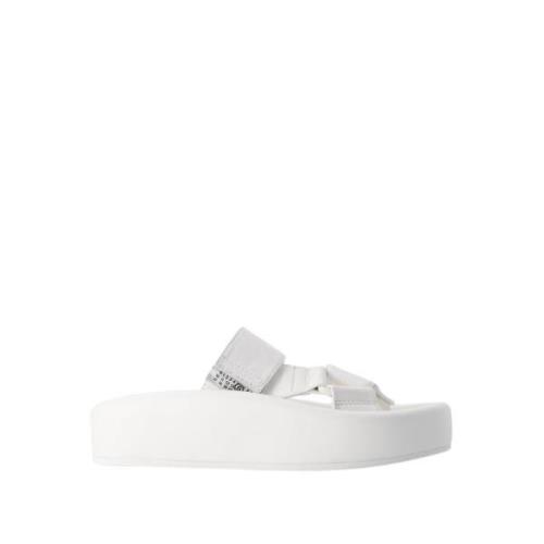 Hvite Lær Almond Open-Toe Sandaler