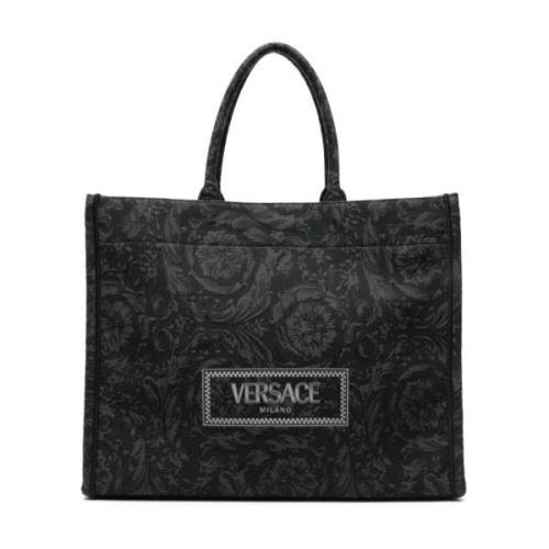 Svart Barocco Jacquard Tote Bag