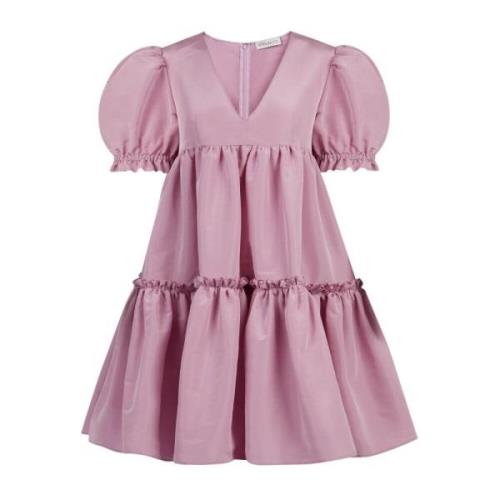 Mørk Rosa Taffeta Babydoll Kjole